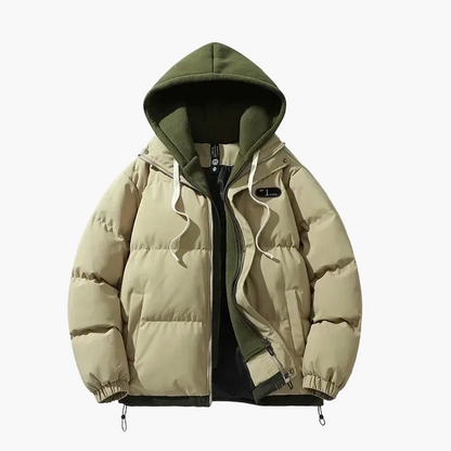 Men's winter quilted jacket with hood – fashionable outdoor jacket for everyday and leisure use