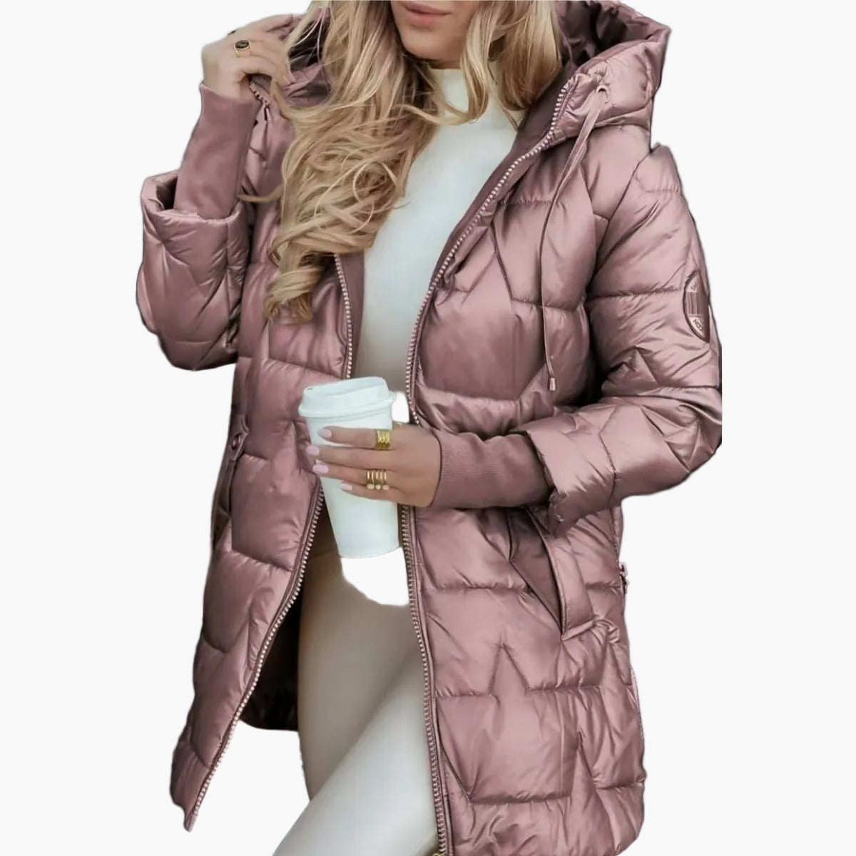 Damen Steppjacke mit Kapuze – Eleganter Herbst- und Wintermantel für Alltag und Freizeit