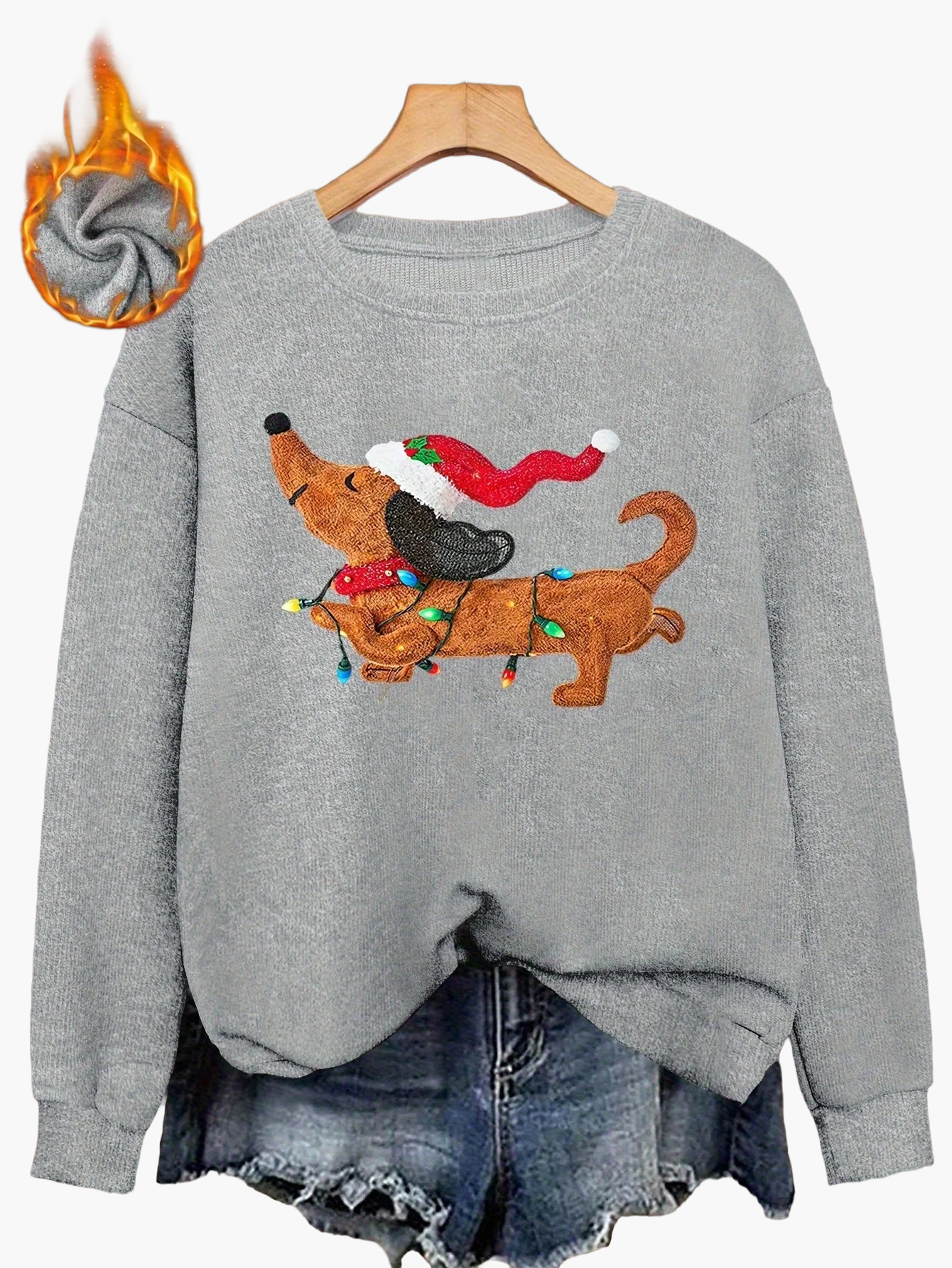 Women's Christmas Sweater with Dachshund Motif – Funny Casual Sweater for the Christmas Season