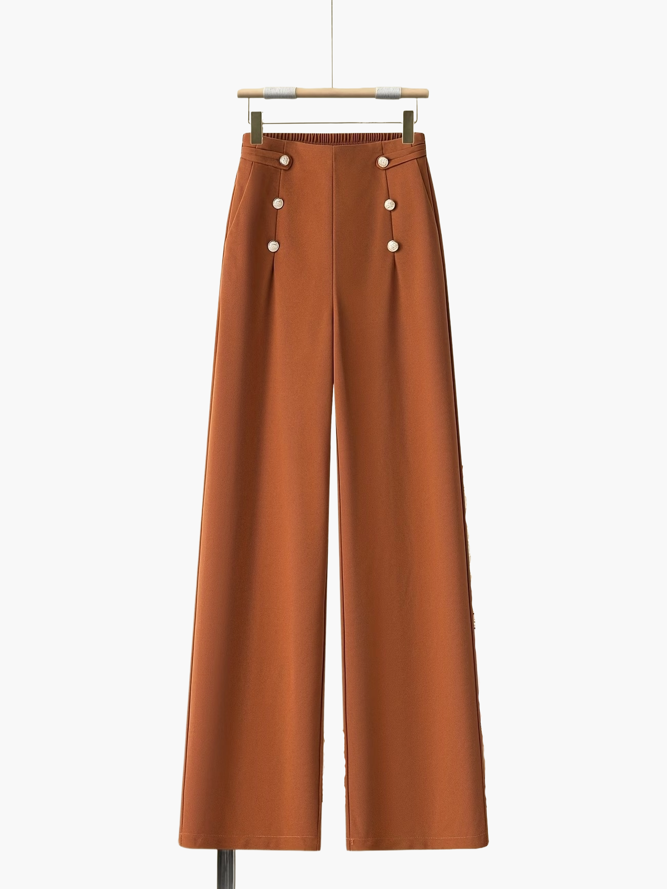 Women's Elegant Wide-Leg Pants with Button Details – Casual & Office