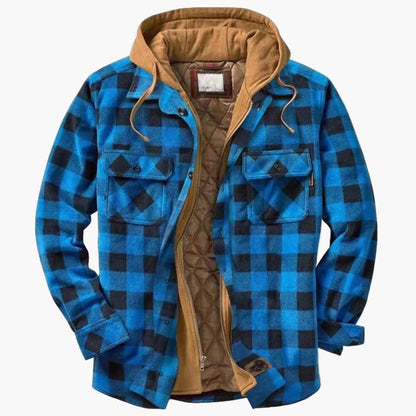 Men's transitional jacket with hood – checked urban design, comfort and style for everyday life and leisure