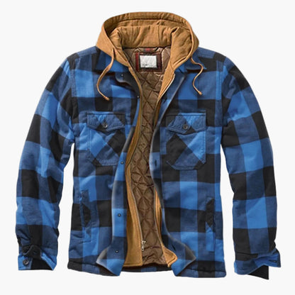 Men's transitional jacket with hood – checked urban design, comfort and style for everyday life and leisure