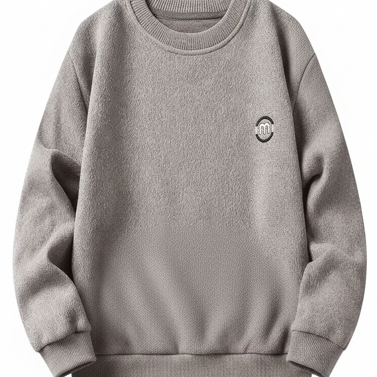 Unisex long-sleeve pullover with a crew neck and ribbed cuffs, lined