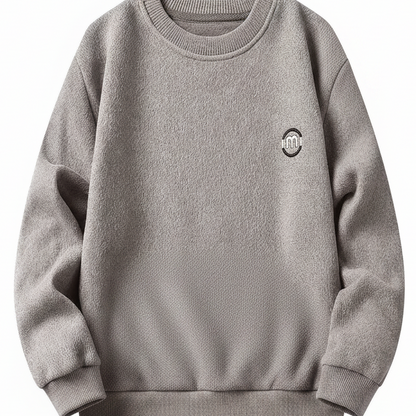 Unisex long-sleeve pullover with a crew neck and ribbed cuffs, lined