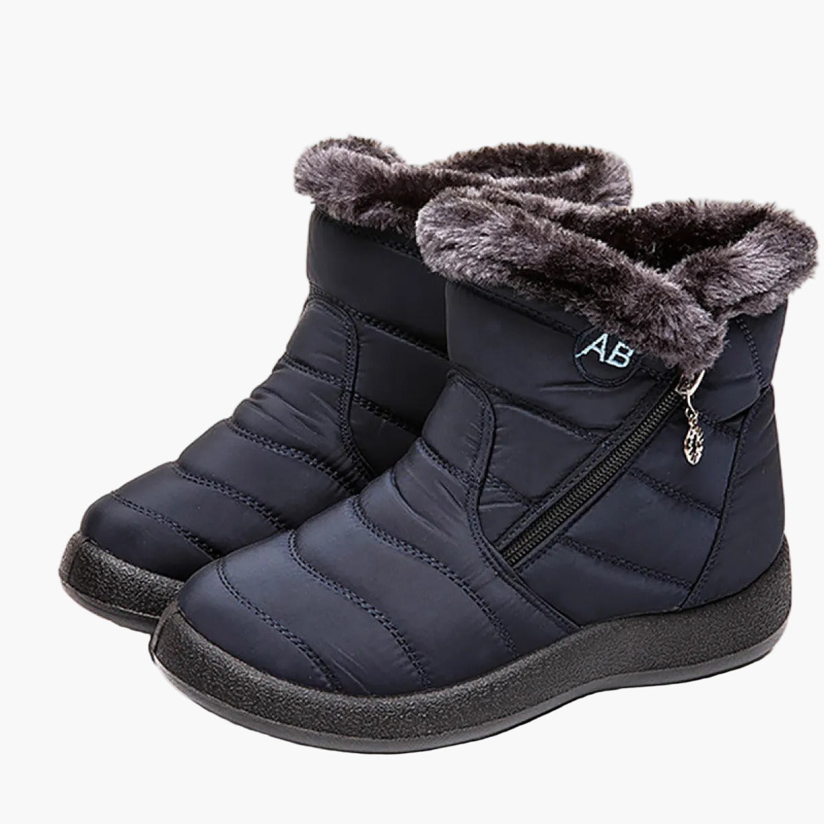 Women's winter boots with warm lining and zipper – Comfortable, non-slip outdoor shoes for cold days