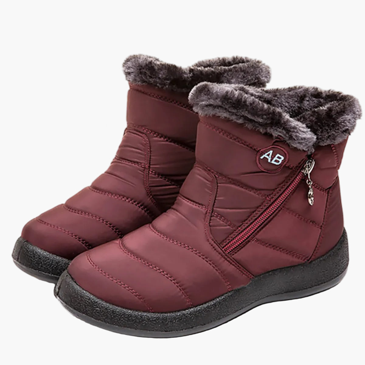 Women's winter boots with warm lining and zipper – Comfortable, non-slip outdoor shoes for cold days