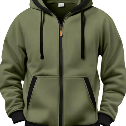 Unisex Kapuzenjacke mit Reißverschluss, kontrastfarbener Kapuze und Taschen, Rosa