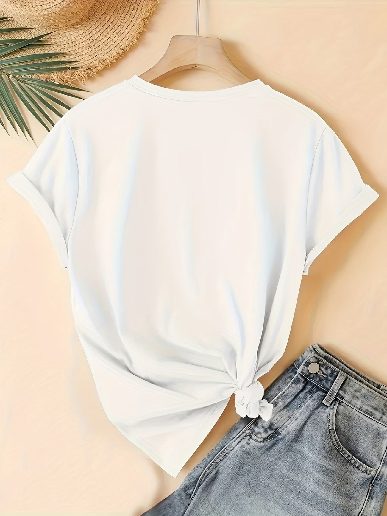 Damen T-Shirt mit Herz-Print – Freizeit & Urlaub, modischer Stil