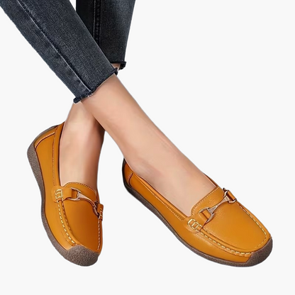 Women's Slip-On Moccasin Loafers with Buckle – Comfortable Casual Shoes for Everyday and Office Use