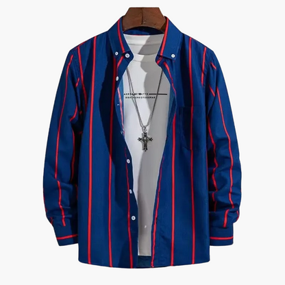 Men's Business Casual Shirt with Stripe Pattern – Elegant Long-Sleeve Shirt for Office & Everyday Use