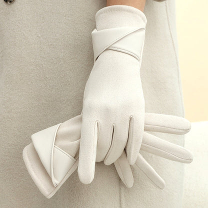 Damen Handschuhe Braun mit Wickeldetail Weiches Material Einheitsgröße