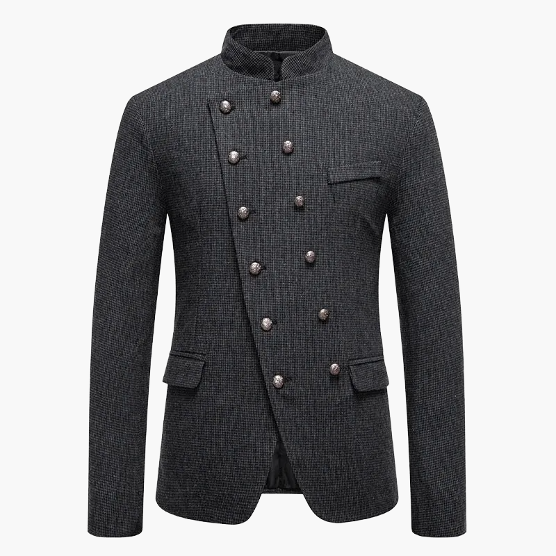 Men's Stand Collar Blazer – Elegant Vintage Military Style for Festive Occasions or Business