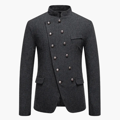 Men's Stand Collar Blazer – Elegant Vintage Military Style for Festive Occasions or Business
