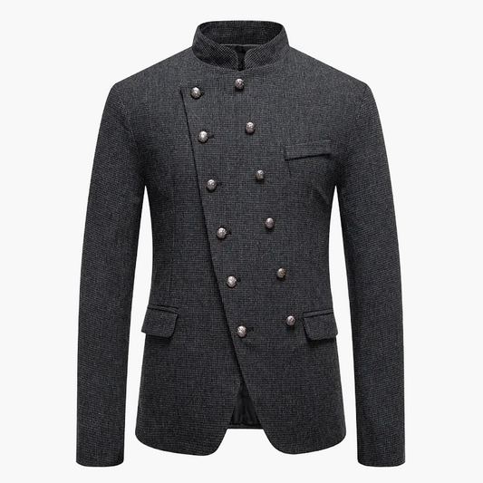 Men's Stand Collar Blazer – Elegant Vintage Military Style for Festive Occasions or Business