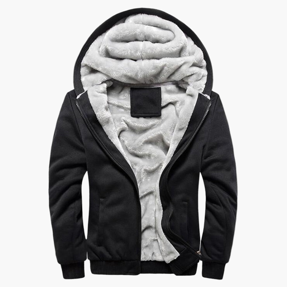 Men's Winter Hoodie Jacket with Fleece Lining – Casual Style for Cold Days