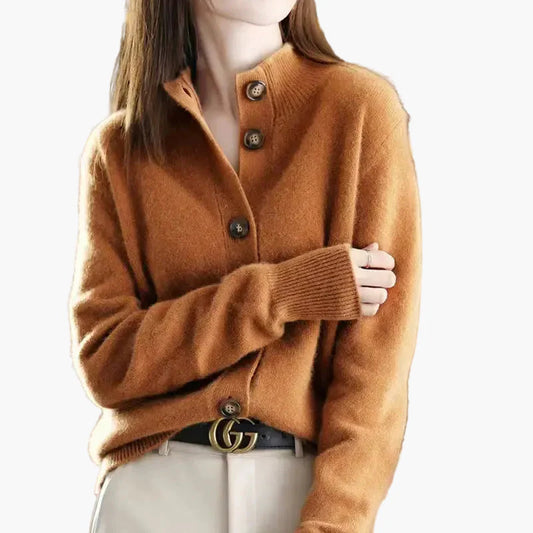 Damen Strickjacke im Modernen Stil mit Knopfleiste – Vielseitiger Cardigan für Alltag und Büro