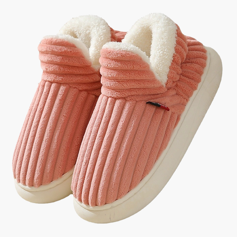 Winter house shoes for women and men – Fashionable, warm slippers for home, slip-on, non-slip, striped design