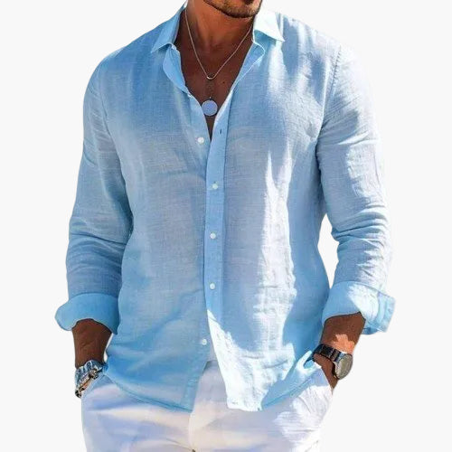Men's Casual Shirt with Turn-Down Collar – Modern Long-Sleeve Shirt for Everyday and Vacation