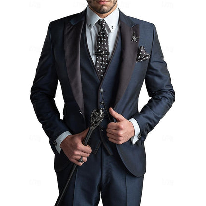 Men's 3-Piece Slim Fit Suit Set – Elegant Business & Wedding Suit