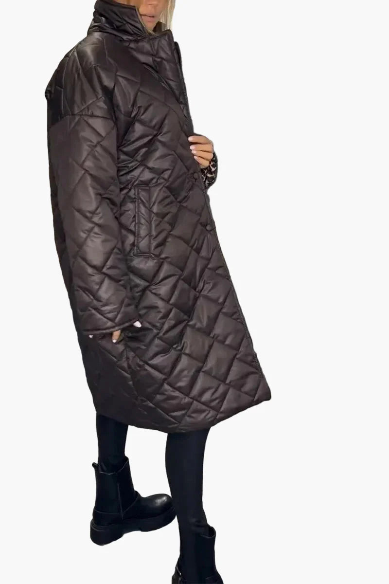 Damen Steppmantel mit Wendefunktion – Eleganter Wintermantel mit Leopardenprint und modernem Schnitt für Alltag & Freizeit