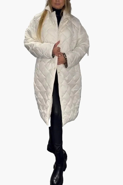 Damen Steppmantel mit Wendefunktion – Eleganter Wintermantel mit Leopardenprint und modernem Schnitt für Alltag & Freizeit