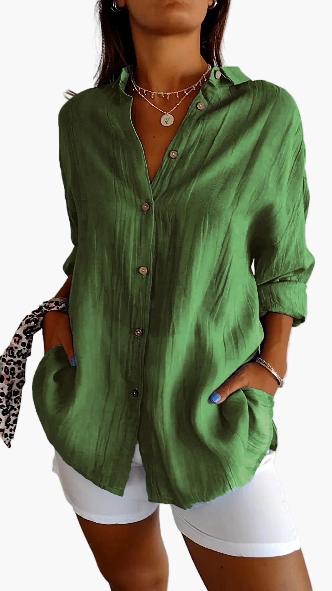 Women's blouse button-down shirt loose fit, everyday and office, modern casual outfit