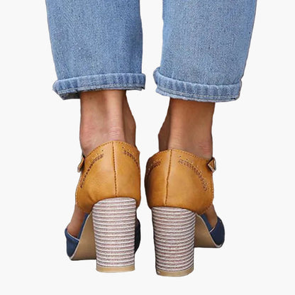 Women's Comfortable T-Strap Heeled Shoes with Block Heel – Elegant Footwear for Office, Leisure & Festive Occasions