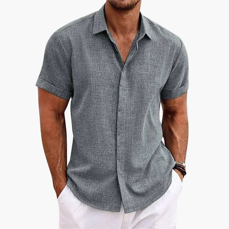 Men's Casual Short-Sleeve Shirt with Turn-Down Collar – Contemporary Summer Shirt for Everyday Life & Vacation