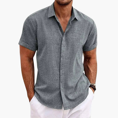 Men's Casual Short-Sleeve Shirt with Turn-Down Collar – Contemporary Summer Shirt for Everyday Life & Vacation