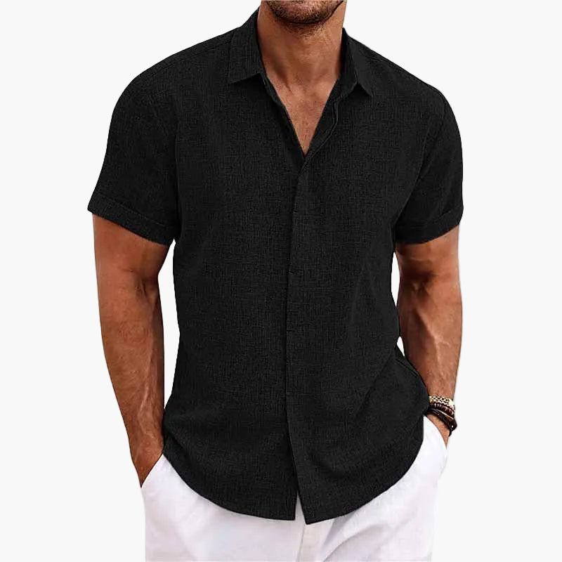 Men's Casual Short-Sleeve Shirt with Turn-Down Collar – Contemporary Summer Shirt for Everyday Life & Vacation