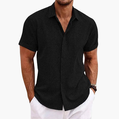 Men's Casual Short-Sleeve Shirt with Turn-Down Collar – Contemporary Summer Shirt for Everyday Life & Vacation