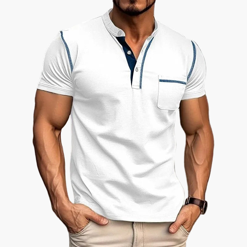 Men's Henley Shirt with Chest Pocket – Modern Casual Shirt with Contrasting Seams and Button Placket, Stylish for Everyday and Leisure