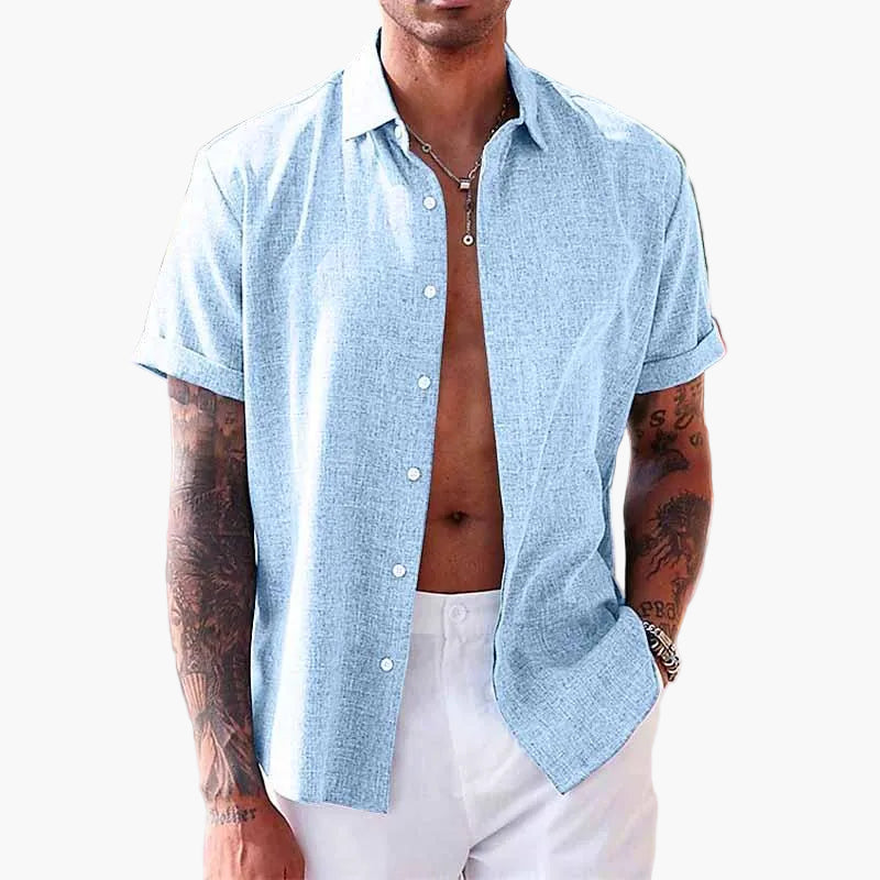 Men's Casual Short-Sleeve Shirt with Turn-Down Collar – Contemporary Summer Shirt for Everyday Life & Vacation