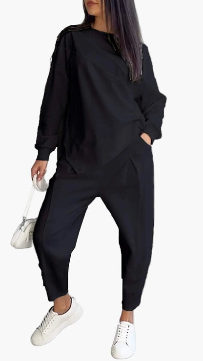 Damen Relaxed Style Freizeit Zweiteiler Set – Lässiges Outfit für Alltag, Reisen & Sport