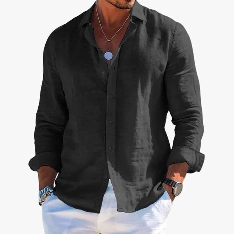 Men's Casual Shirt with Turn-Down Collar – Modern Long-Sleeve Shirt for Everyday and Vacation