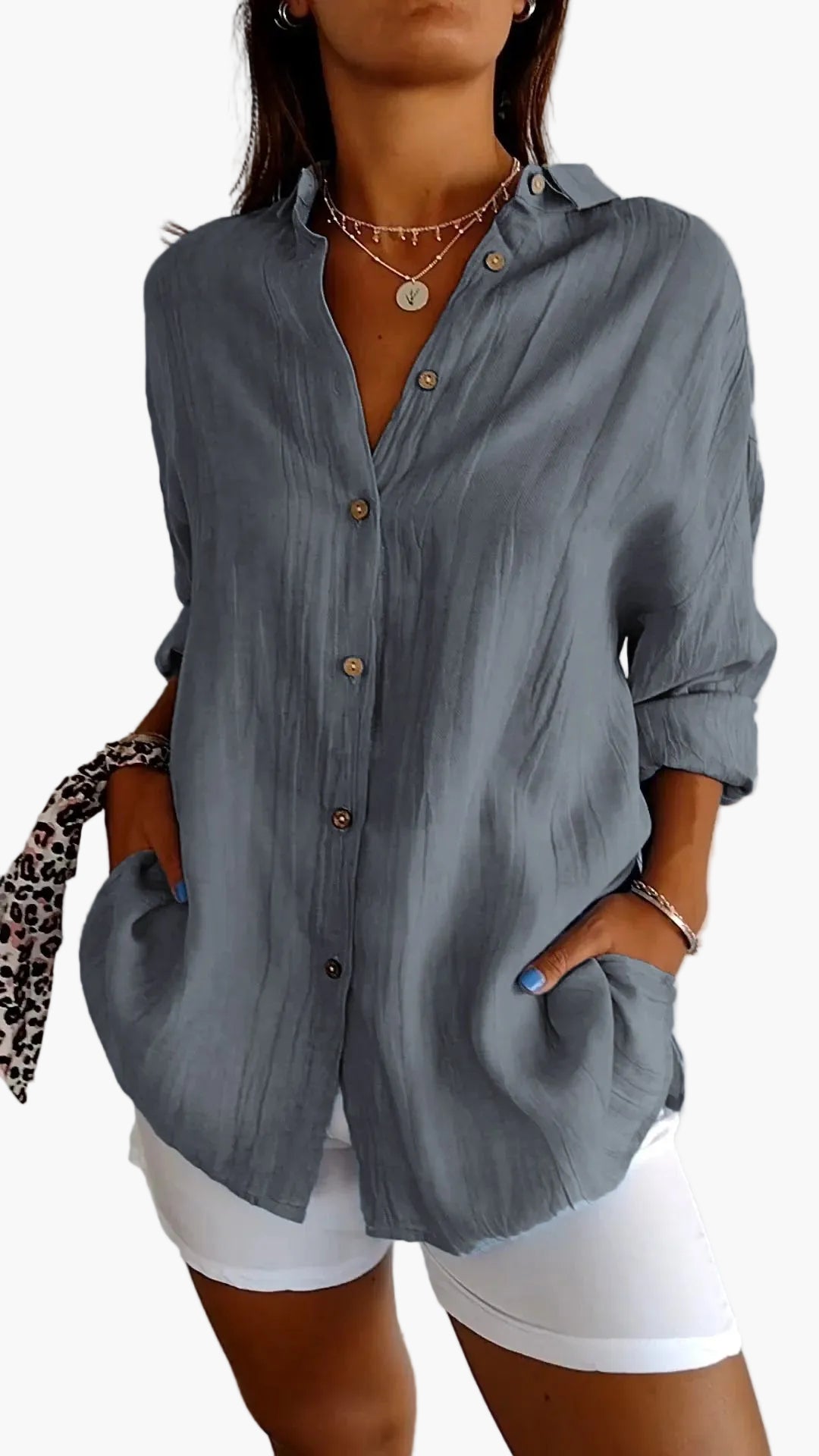 Women's blouse button-down shirt loose fit, everyday and office, modern casual outfit
