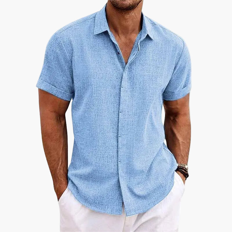 Men's Casual Short-Sleeve Shirt with Turn-Down Collar – Contemporary Summer Shirt for Everyday Life & Vacation