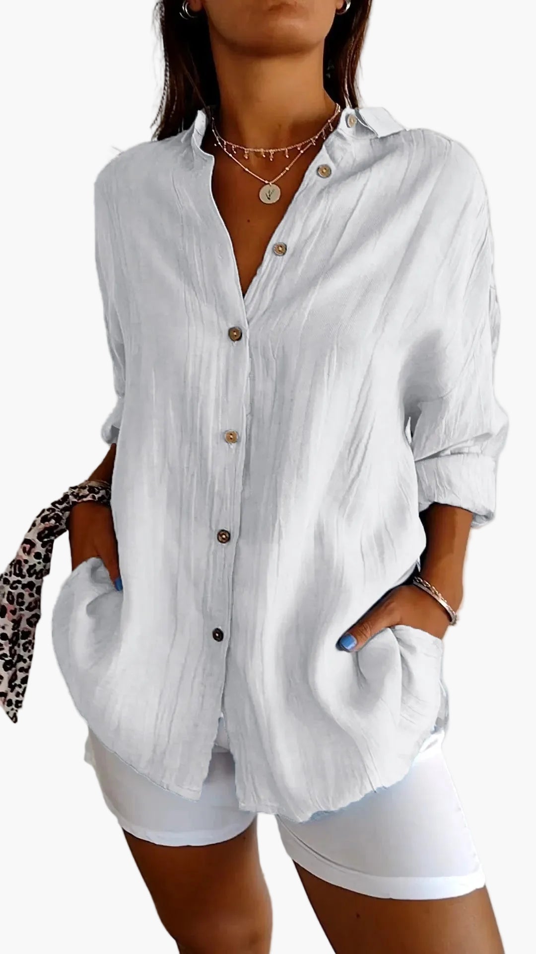 Women's blouse button-down shirt loose fit, everyday and office, modern casual outfit