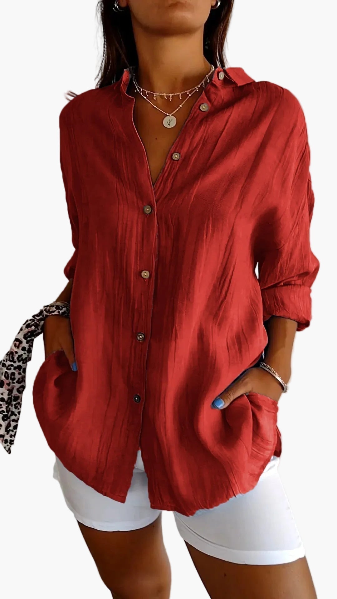 Women's blouse button-down shirt loose fit, everyday and office, modern casual outfit