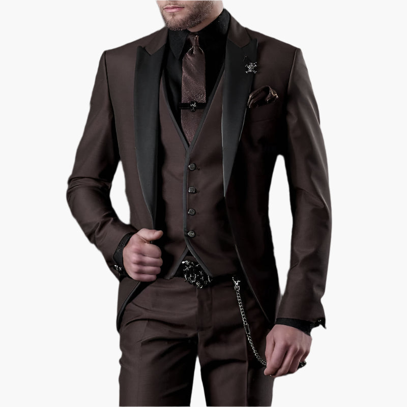 Men's 3-Piece Slim Fit Suit Set – Elegant Business & Wedding Suit