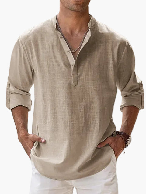 Men's Casual Shirt with V-Neck and Button Placket – Relaxed Style for Everyday Life & Vacation