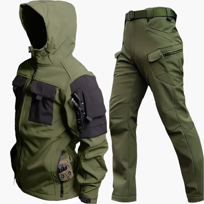 Men's Outdoor Tactical Softshell Suit – Wind- & Waterproof Functional Jacket with Pants for Adventure, Hiking & Survival