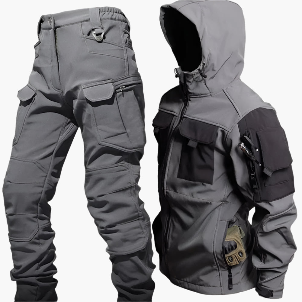 Men's Outdoor Tactical Softshell Suit – Wind- & Waterproof Functional Jacket with Pants for Adventure, Hiking & Survival