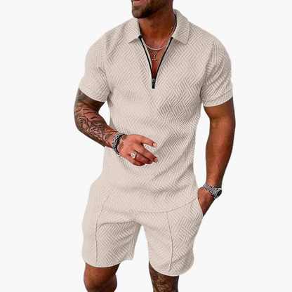 Men's Summer Set with Polo Shirt and Shorts – Fashionable Casual Outfit for Everyday Life & Vacation