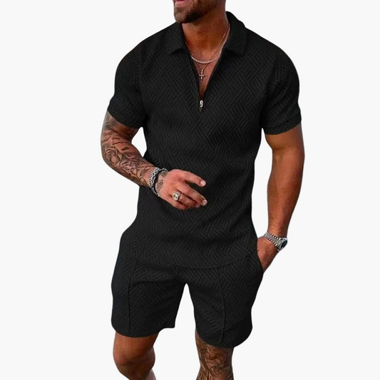 Men's Summer Set with Polo Shirt and Shorts – Fashionable Casual Outfit for Everyday Life & Vacation