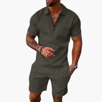 Men's Summer Set with Polo Shirt and Shorts – Fashionable Casual Outfit for Everyday Life & Vacation