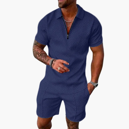 Men's Summer Set with Polo Shirt and Shorts – Fashionable Casual Outfit for Everyday Life & Vacation