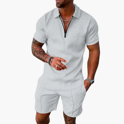 Men's Summer Set with Polo Shirt and Shorts – Fashionable Casual Outfit for Everyday Life & Vacation