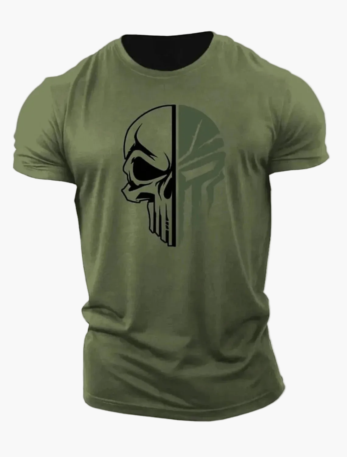 Men's Shirt with 3D Skull Design in Military Style – Urban Statement for Leisure and Exercise