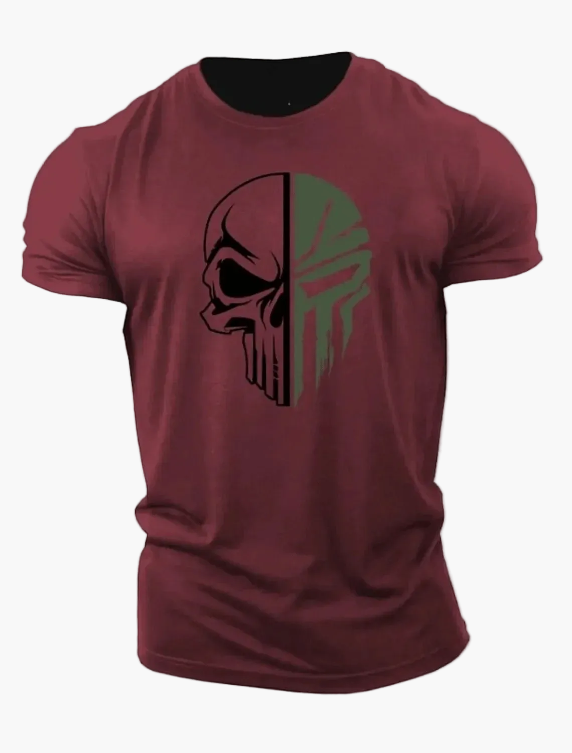 Men's Shirt with 3D Skull Design in Military Style – Urban Statement for Leisure and Exercise